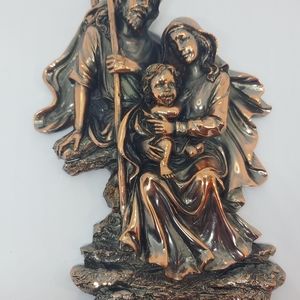 Brass Holy Family Wall Plaque